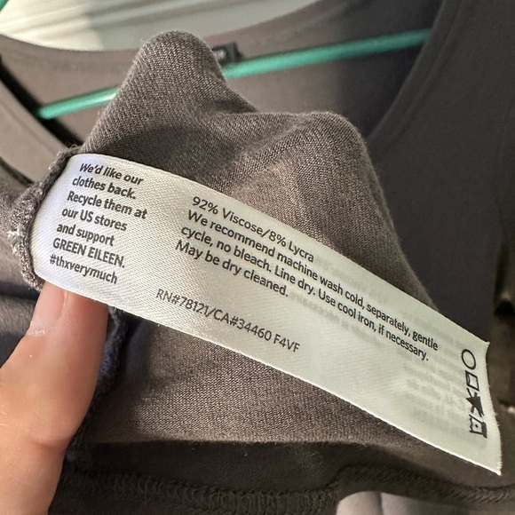 Eileen Fisher Gray Long Sleeve Bamboo Scoop Neck Sheath Dress - Picture 3 of 5